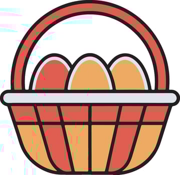 Easter basket, colorful eggs vector