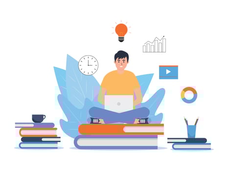 Students use computers to study concept, the students to learn new tools and knowledge vector