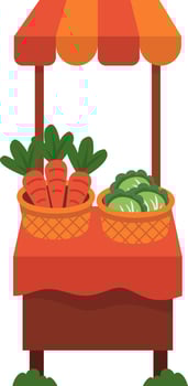 Vibrant Vegetable Stand Fresh Carrots and Cabbage vector