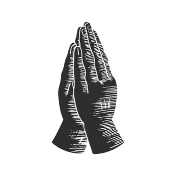 Praying Hands Silhouette Illustration. Symbol Of Faith And Spirituality Isolated Illustration vector