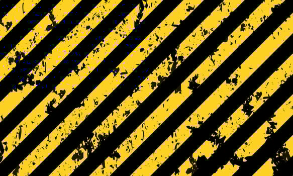 Warning diagonal grunge yellow and black stripes background. retro hazard stripes. vector