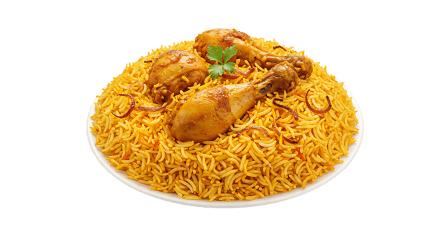 Plate of Chicken Biryani with Clear Background png