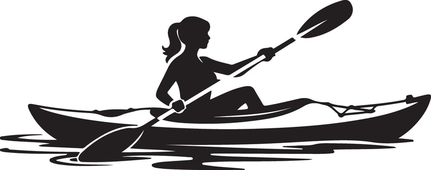 Kayaking Woman Silhouette Design Isolated on White Background vector