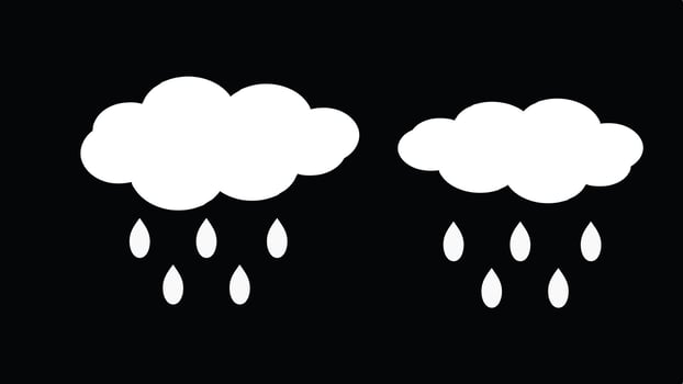two clouds with rain drops on them vector