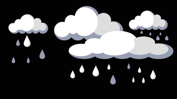 rain cloud clip art Collection of white clouds raining raindrops vector
