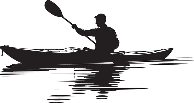 Woman Kayaking Silhouette on White Background vector