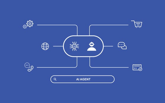 AI Agent Interface Illustration, An illustrative depiction of an artificial intelligence agents operational interface, showcasing interconnected elements. vector