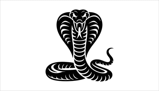 Tribal Cobra Snake Logo Design - Black and White Vintage Symbol vector