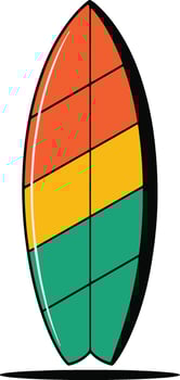 Retro Surfboard Icon Illustration With Orange Yellow And Green Stripes vector