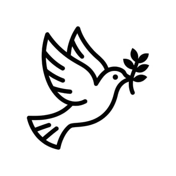 Peace Dove, Flying Dove with Olive Branch, Symbol of Peace, Hope, Love, and Freedom, Suitable for Humanitarian and Religious Themes vector