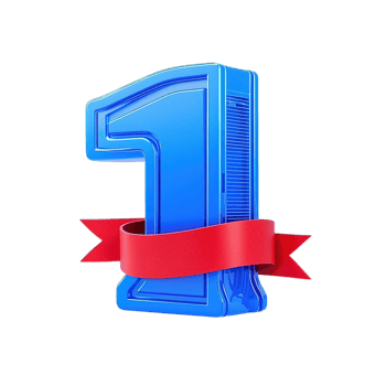 Blue Number One Award Ribbon 3D Render Shiny Success First Place red art top bold icon rank best png