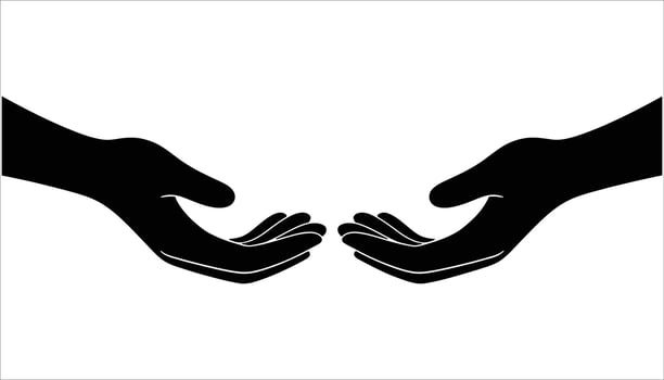 Two Hands Reaching Out Silhouette Illustration vector