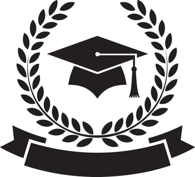 Graduation Cap with Laurel Wreath Symbol vector
