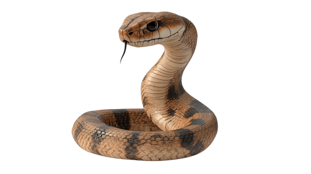 A coiled reptile with a raised head showcasing detailed scales and natural patterns for wildli png