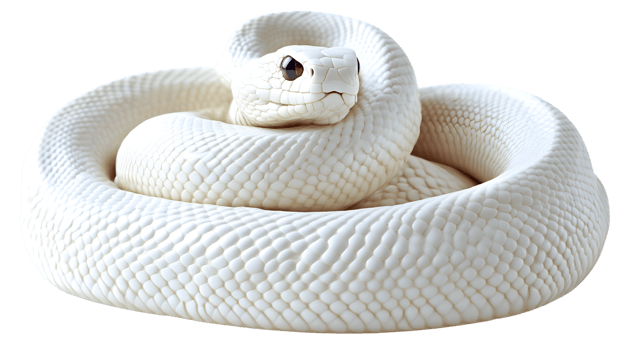 A coiled white snake with detailed scales perfect for nature wildlife and reptilethemed des png