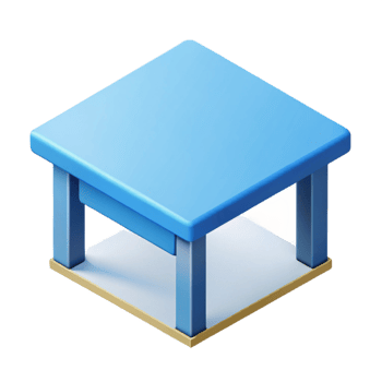 dynamic beautiful Scalable isometric table with minimal details. Flat color, sharp edges with Scalable Design. artisan png