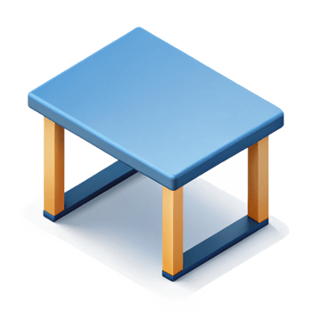 dramatic passionate mid-century Scalable isometric table with minimal details. Flat color, sharp edges with Scalable Design. masterfully captured png