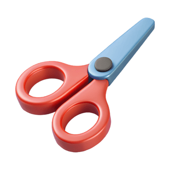 captivating calm artistic Minimal isometric scissors with single-weight stroke blades. Flat color with Scalable Design. high quality png