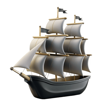 harmonious beautiful Minimal silhouette of a sailing ship. Crisp edges, with Scalable Design. sharp png