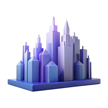 enchanting surreal Geometric silhouette of a city skyline. Crisp edges, flat color, with Scalable Design. precision png