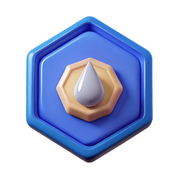 gorgeous dynamic futuristic Hexagonal badge with a stylized drop. Crisp edges, symmetrical, with Scalable Design. precision png