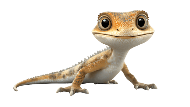 Charming Animated Lizard with Expressive Eyes and Detailed Texture Perfect for Wildlife Natur png