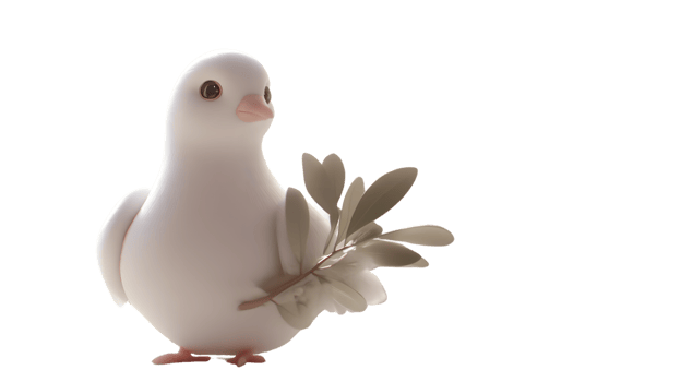 Charming White Bird Holding a Delicate Flower Ideal for Nature and Peace Themes png