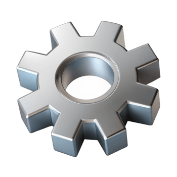 wonderful memorable Clean lines isometric gear, silver, with Scalable Design. png
