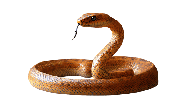 Detailed Illustration of a Coiled Snake with Intricate Scales and Alert Posture for Wildlife N png
