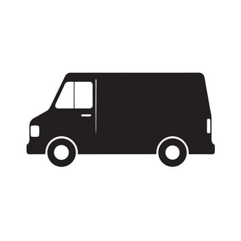 Delivery Van Driving Road Silhouette vector