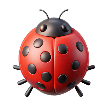 dramatic notable Circular ladybug with black spots. Red, flat color design with Scalable Design. png