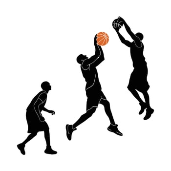 Basketball Players in Action Silhouettes for Flyer vector