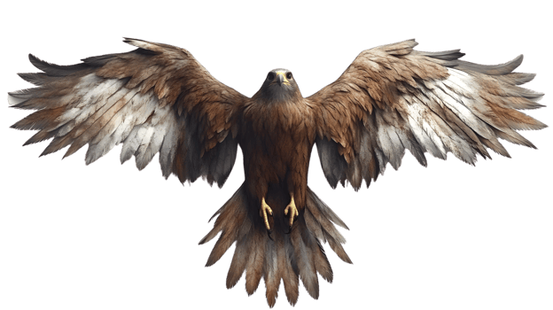Majestic Brown Eagle in Flight Wings Spread Wide png