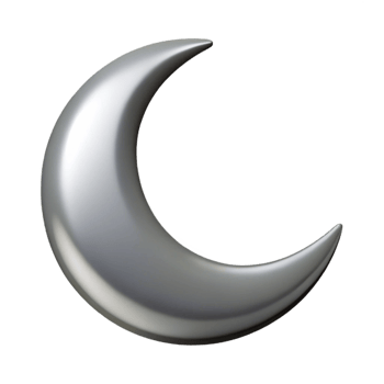 captivating dramatic industrial Minimal symmetrical crescent moon, single-weight stroke, flat silver with Scalable Design. precision png