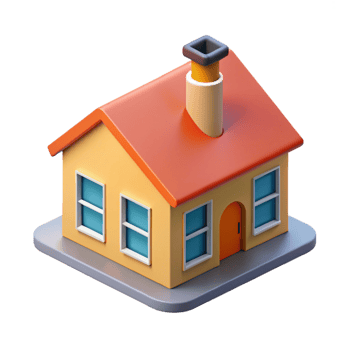 reflective spectacular Isometric house with a chimney and windows. Crisp edges, flat color with Scalable Design. 4K png