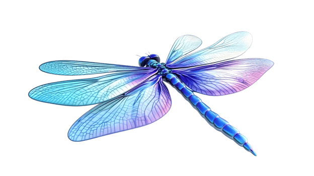 Vibrant Blue and Purple Dragonfly with Detailed Wings Perfect for Nature and Fantasy Themes png
