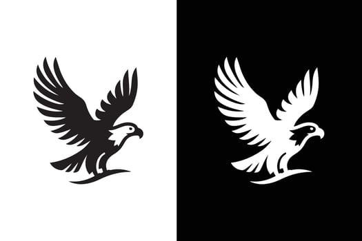 eagle icon silhouette illustration design white black vector