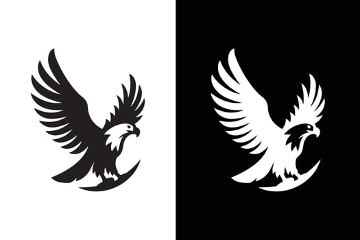Eagle bird icon silhouette illustration design black white background. eagle flying vector