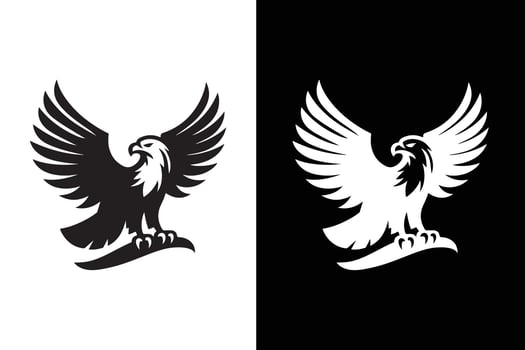 eagle icon silhouette illustration design black white. eagle flying vector