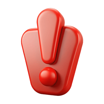 reflective wonderful Clean lines exclamation mark character, red, with Scalable Design. elite png
