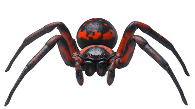 Vividly Detailed Spider with Striking Red and Black Patterns Perfect for Nature Wildlife and png