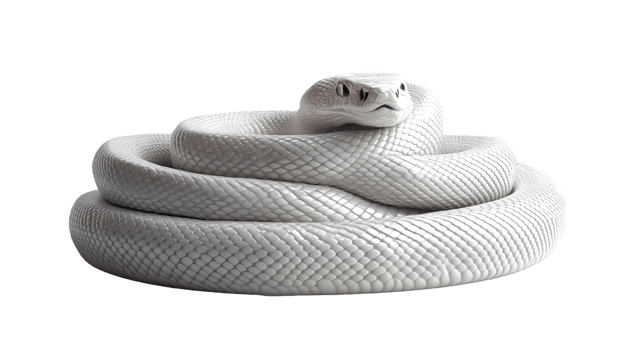 White Coiled Snake on Black Background Detailed and Textured Reptile Image for Nature Wildlif png