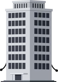 Tall grey office building with many windows and simple rectangular design illustration vector