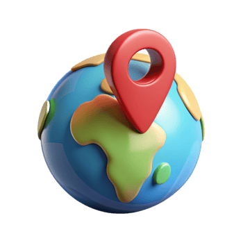 stunning playful creative World map with location pin. Minimal design, single-weight stroke, flat color with Scalable Design. high resolution png
