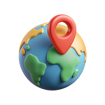 distinguished organic World map with location pin. Minimal design, single-weight stroke, flat color with Scalable Design. museum quality png