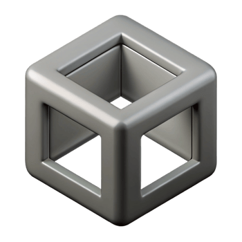 memorable minimalist Scalable cube logo, flat gray, crisp edges, geometric shape with Scalable Design. 4K png