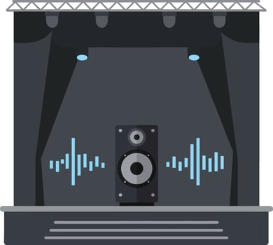 Stage with speaker and soundwave graphic on dark background for music event or presentation illustration vector