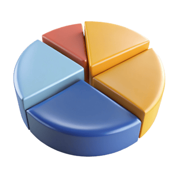 exceptional abstract Pie chart with segment labels. Crisp edges, minimal design, flat color with Scalable Design. masterfully captured png