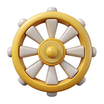 glorious coveted Symmetrical, flat color Dharma wheel with sharp edges and a clean design. with Scalable Design. png