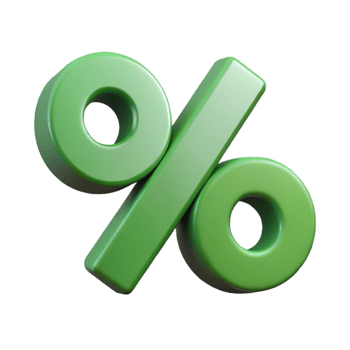 ethereal hypnotic Minimal, geometric percent symbol. Flat green, crisp edges with Scalable Design. authentic png